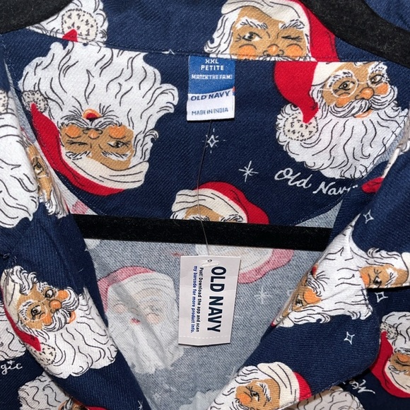 Old Navy ladies size XXL Petite navy blue flannel pajama set NWT’s. Santa theme - Picture 3 of 13